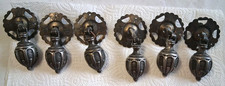 Antique Lot of 6 Solid Brass Drawer Handles Drop Pull G 170 - 3" 1.75" 1"