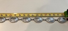 Tony Lama Leather Silver Concho Belt Tooled Floral Western Sz 28 Coastal Cowgirl