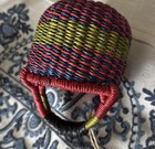 NWT Handmade African Mini Woven Market Basket With Leather  — photo 2