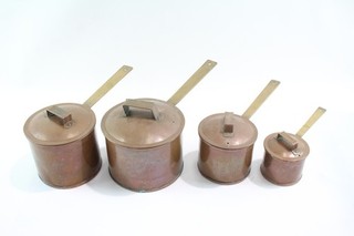Vintage Copper Pans Set of 4 Various Sizes 4218g