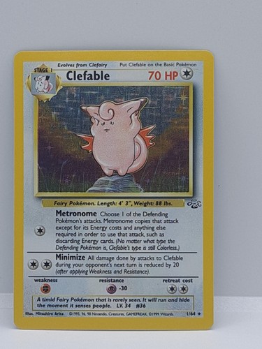Clefable 1/64 Unlimited Holo Rare Jungle Pokemon Card 1999