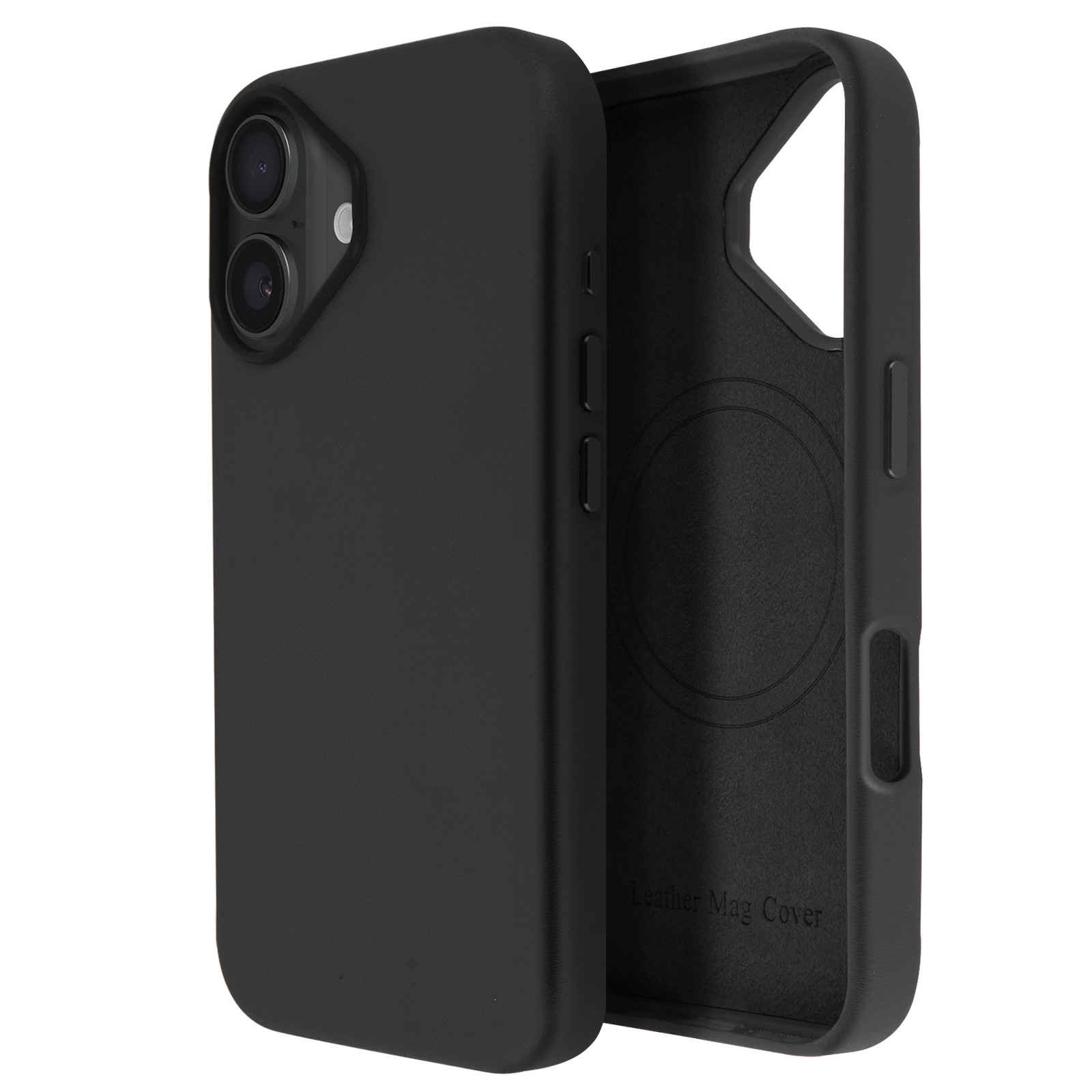 Coque iPhone 16 en cuir vegan noir Avizar pour protection élégante