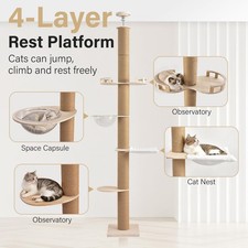 Floor-to-Ceiling Cat Tree Tower Height 106" - 112" w/ Condo Scratching Posts