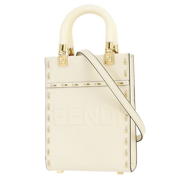 FENDI Sunshine shopper mini shoulder bag tote bag calf leather plexiglass white