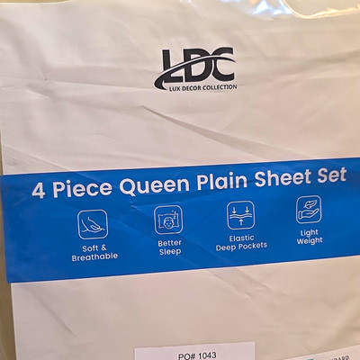LDC Lux Decor Collection 4pc Queen White Solid Sheet Set Deep Pockets RN#161686