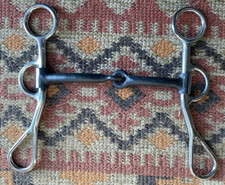 5" stainless Western Argentine training snaffle bit w/ jointed sweet iron mouth