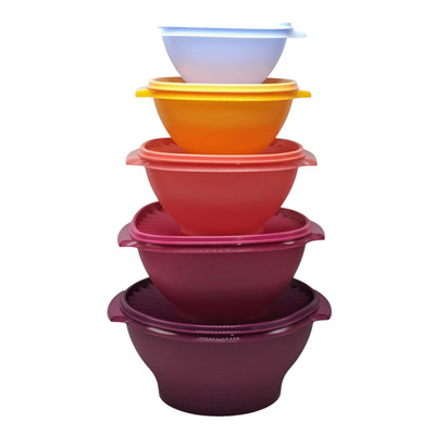 Tupperware Classic Servalier Bowls w/Matching Lids 17c, 11c, 8c, 6c, 4c Set of 5