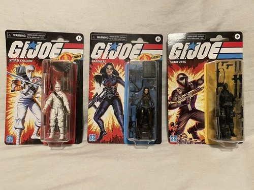 Hasbro G.I. Joe Retro Lot Storm Shadow Baroness Snake Eyes Figures Sealed
