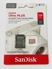 New SanDisk 256GB Ultra PLUS MicroSDXC UHS-I Card with Adapter NEW and SEALED