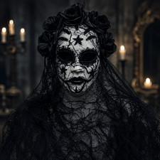 Skull Mask Halloween Mask Horror Mask Gothic Mask Black Veil mask Masquerade