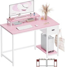 39 Inch Computer Desk with Monitor Stand Small Home Office Desks with Non-Woven