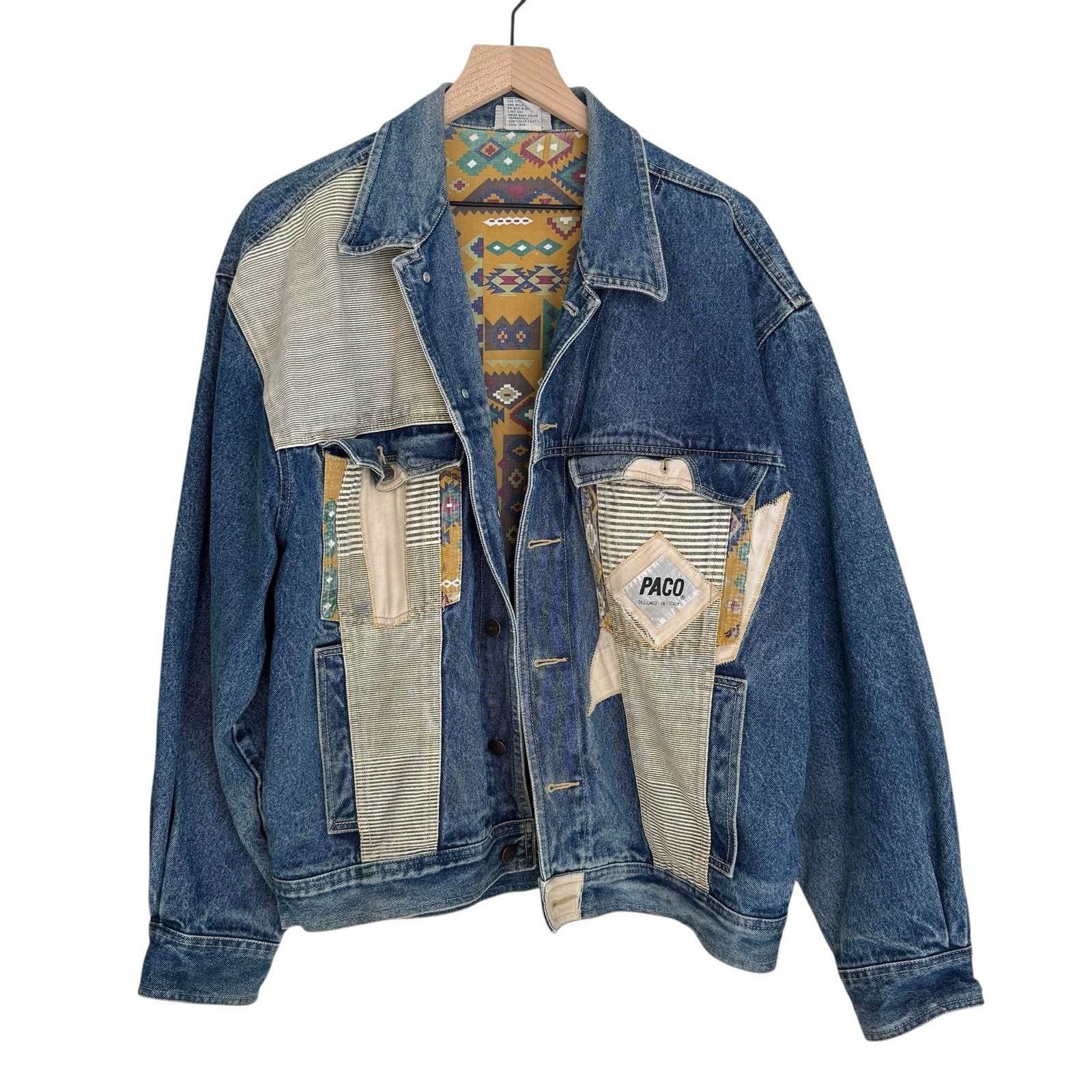 Vintage PACO Patchwork Denim Jacket Southwestern … - image 1