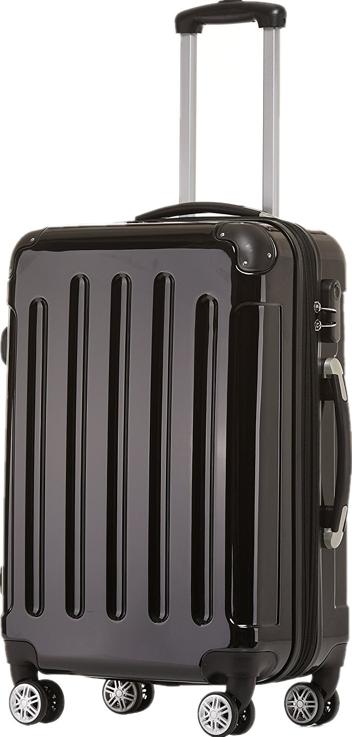 Monzana® Hardshell koffer, Butterfly Trolley, reiskoffer, koffer M, L, XL, 4 wielen, L - 66 Liter