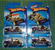 4X - 2010 Hot Wheels HW Hot Rods- T-BUCKET - Purple w/Gold Engine Set 3