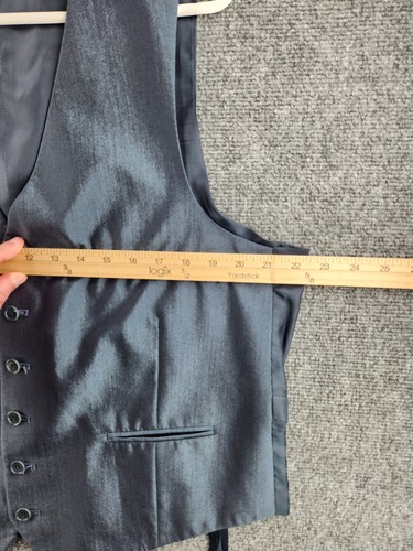 John Varvatos Men Striped Vest Waistcoat Gillet Blue Buttons Poly Rayon Formal - Picture 6 of 11