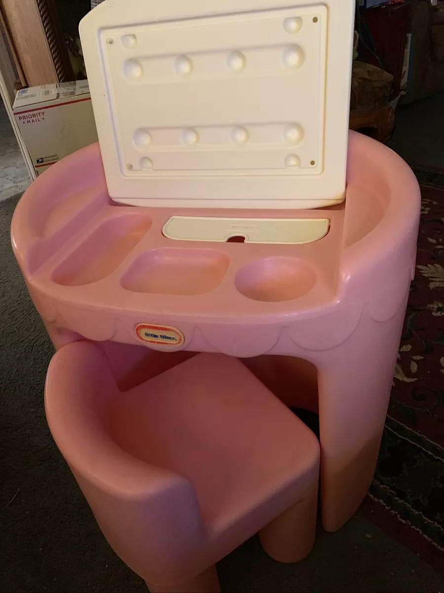 Little Tikes Vintage Make Up Vanity Table With Chair Pink Storage