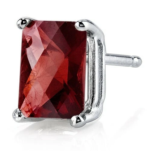 2.33 ct Radiant Cut Red Garnet Stud Earrings in 14K White Gold - Image 2 of 4