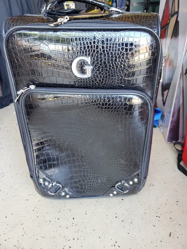 Guess Croco Black PVC 20" Carry-on Luggage