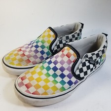 VANS Missy Black Rainbow Checkered Skate Shoes Kids Youth Size 3