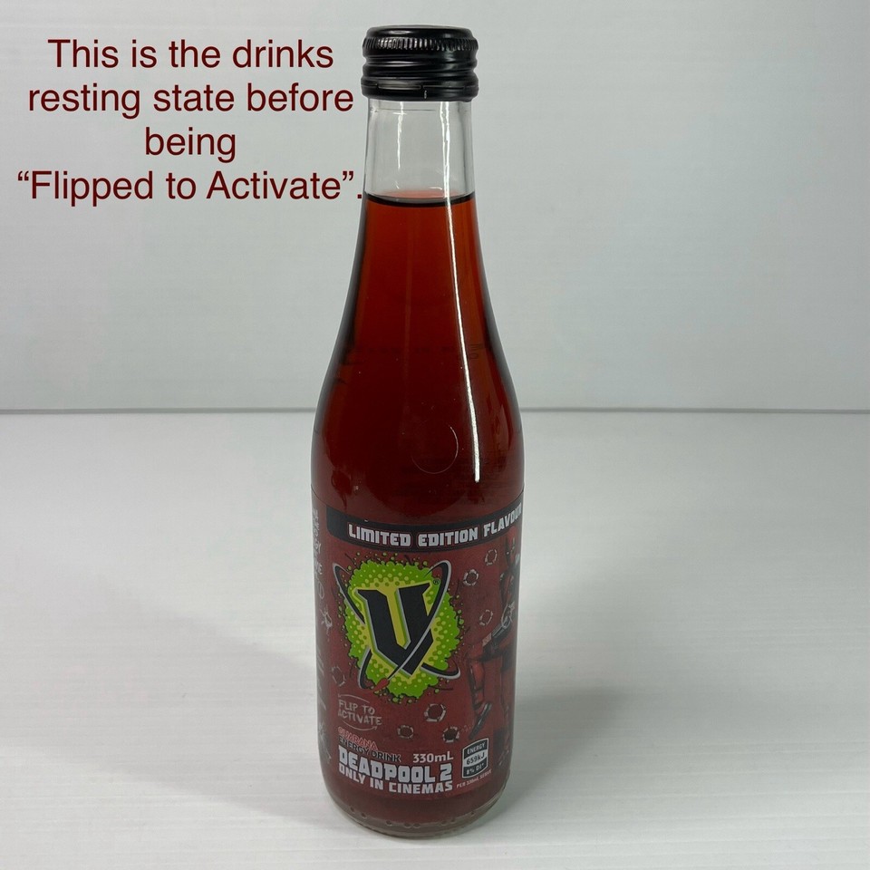 V Energy Drink MARVEL Deadpool 2 GLASS BOTTLE (Limited Edition Flavour