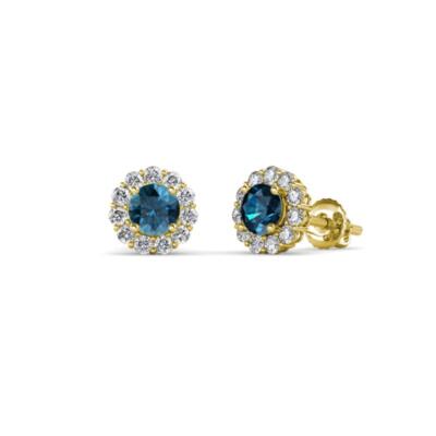 Edelstein und Diamant Damen Halo Ohrstecker 14K Gelbgold JP:173298