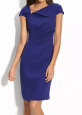 TAHARI Arthur S Levine Asymmetric Collared Lined Sheath Dress Purple Size 4