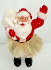 Antique Hard Plastic Christmas Santa Claus Carrying Toy Bag Fur Trim 1960s