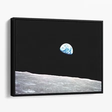 Earth Rise 1968 - View Of Earth From The Moon Outer Space Canvas Print Wall Art