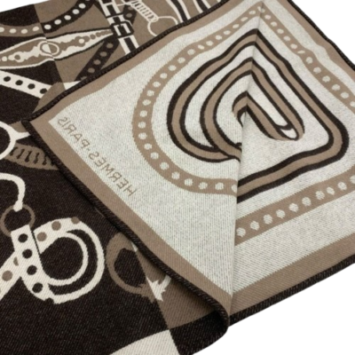 Hermes Paris Throw Blanket brown wool Cashmere Size 208cm×155cm | eBay