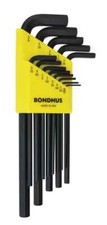 BONDHUS Allen Key Set Hex 13pcs Imperial 0.050"-3/8" HLX13 12137
