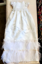 BABY GIRL CHRISTENING BAPTISM 9-PC ENSEMBLE W. MARIBOU - SIZE 12-18 MONTHS  