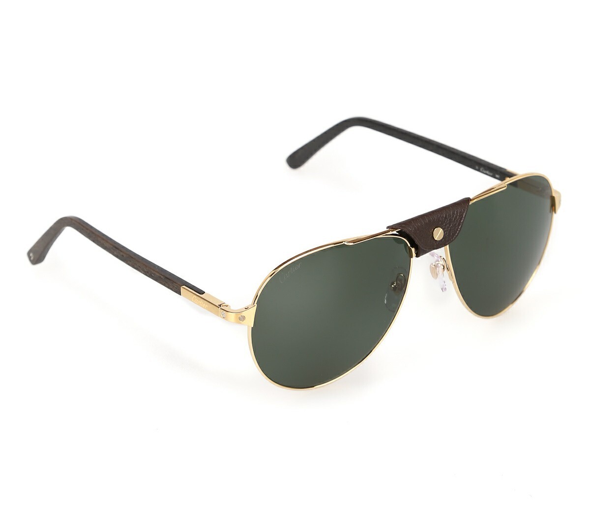 Cartier Aviator Sunglasses CT0096S 002 Soild 18k Gold-Gold Polarized Green-image