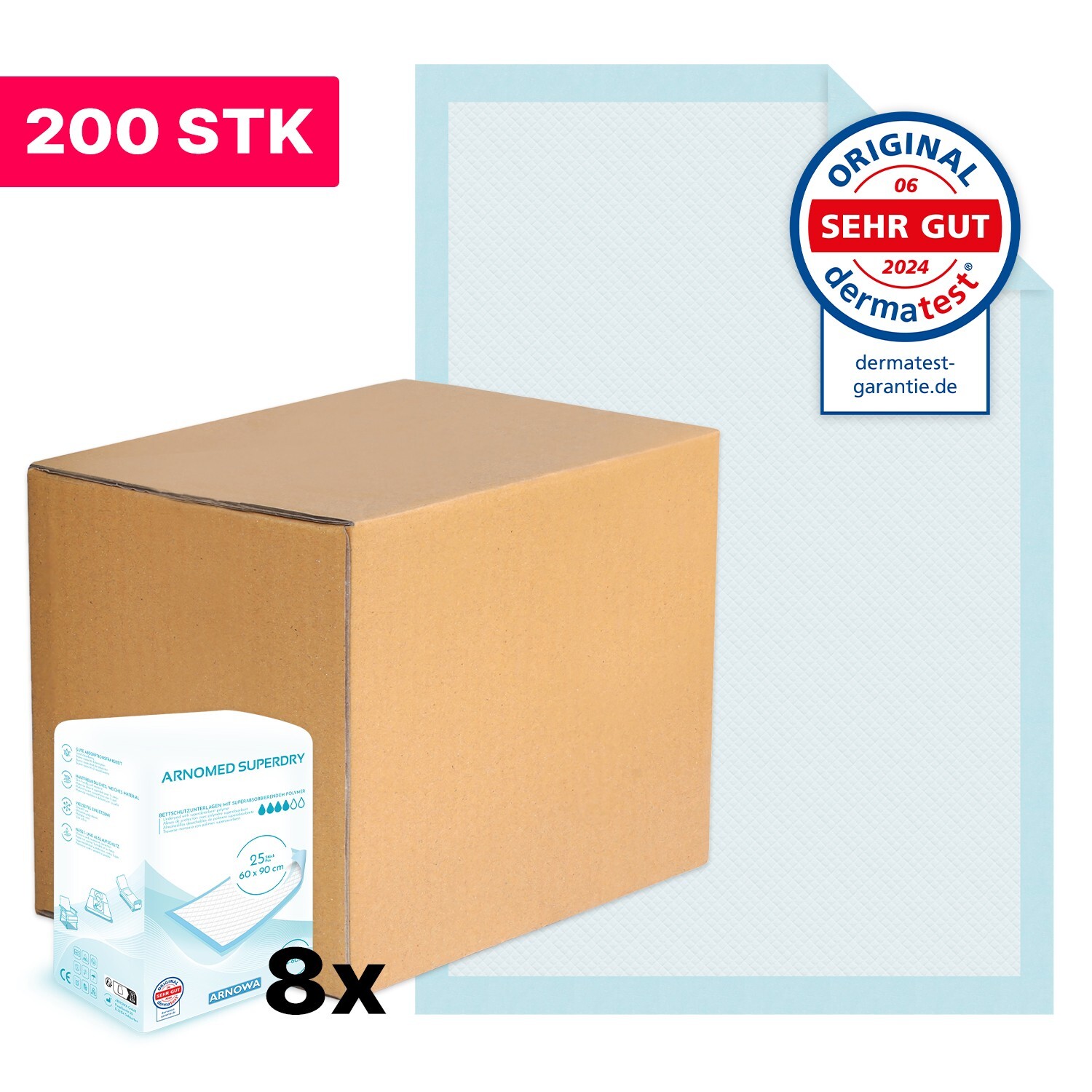 200x Krankenunterlagen ARNOMED SUPERDRY Wickelunterlagen Inkontinenzunterlagen