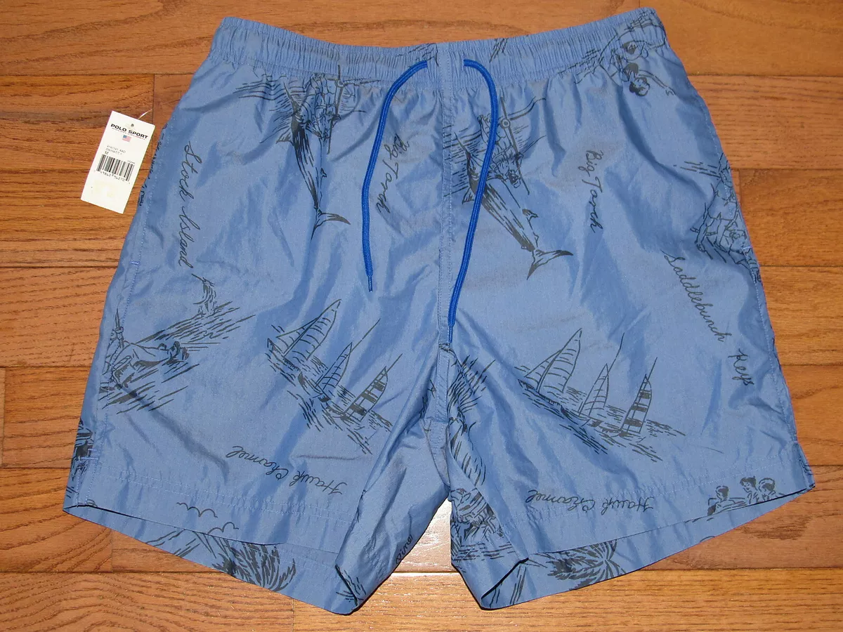 NEW Vtg Polo Sport Ralph Lauren Key West Blue Swim Trunks M Mens