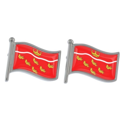 East Sussex Wave Flag Silver Cufflinks in a Personalised Chrome Box