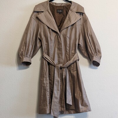 Cole Haan Women's Gold 3/4 Sleeve Gold Lightweight Trench Coat