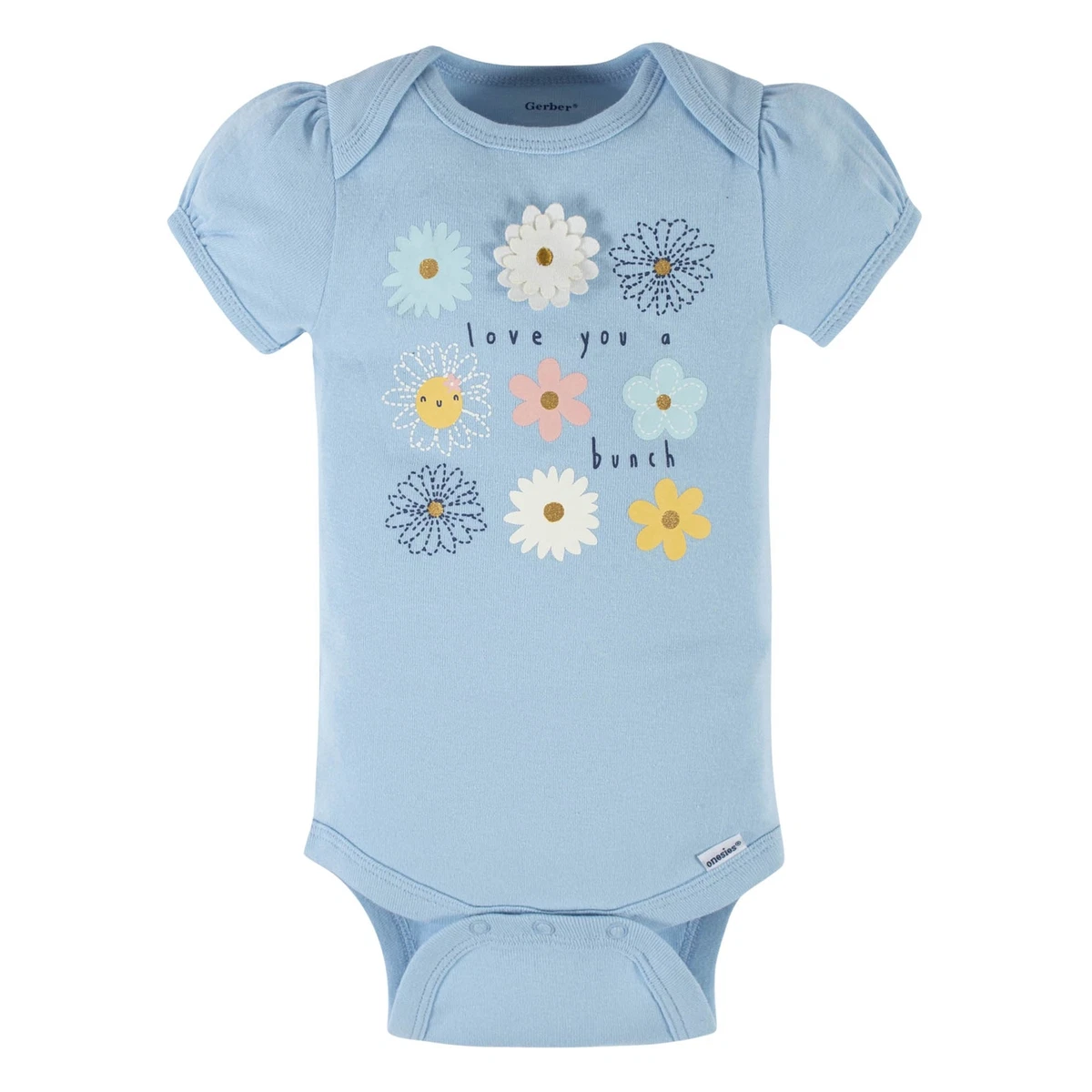 Gerber Baby Girl s 3 Pack Short Sleeve Onesies Various Sizes Daisy