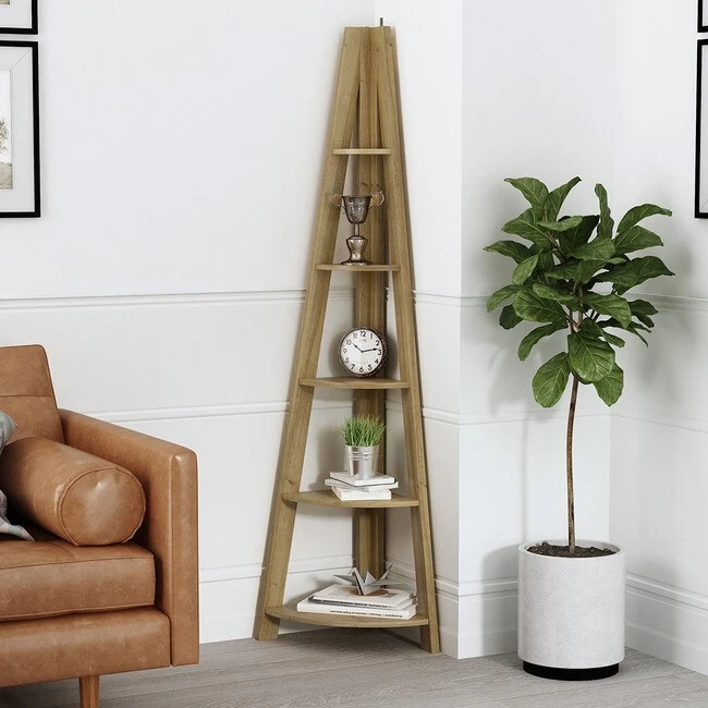 Oak effect 2024 corner shelf unit