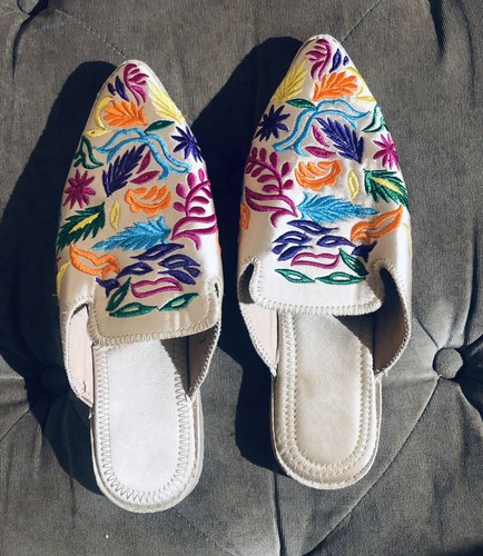 Moroccan babouche embroideries shoes women Sleepers handmade in fes morocco - Picture 3 of 5