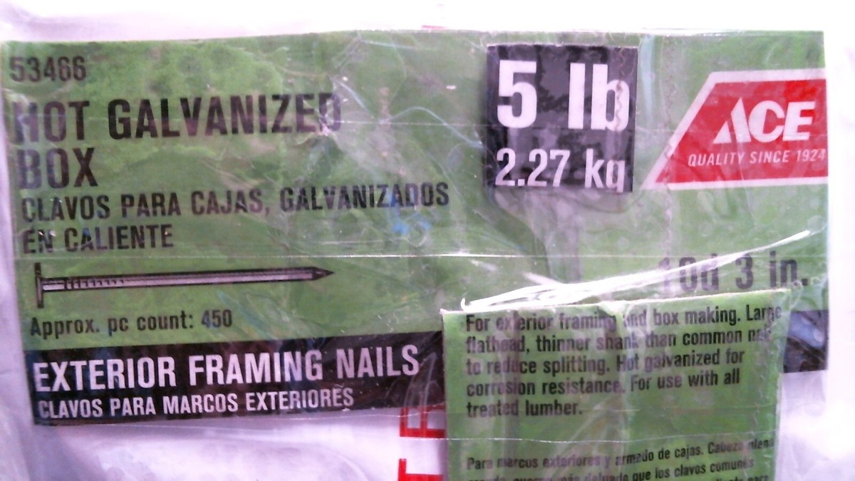 ACE 10d 3 In. Hot Galvanized Exterior Framing Nails 5LB. Bag