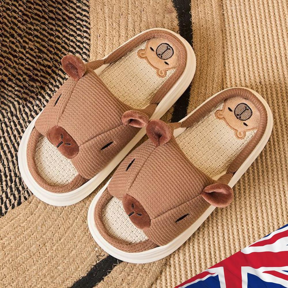 APL Ciabatte Capybara punta aperta lino casa sandali antiscivolo comode per 4 stagioni