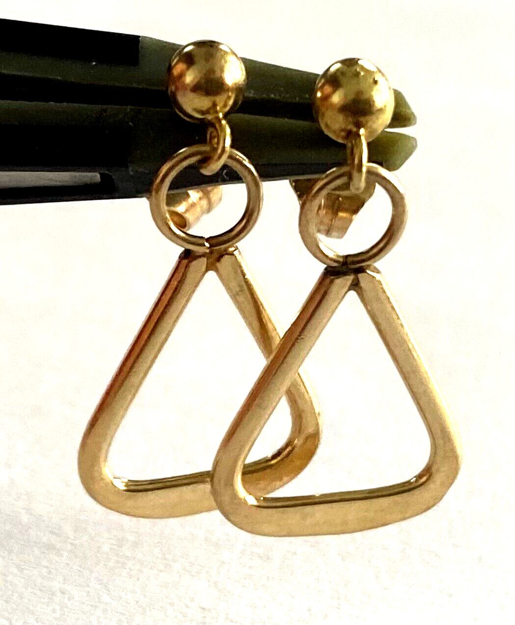 14K Solid Yellow Gold Pierced Dangle Drop Ladies … - image 11