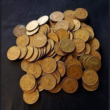 India 20 Paise Symbol Lotus Mix Condition, Mix Year, Brass Coin Lot of 20 Pcs