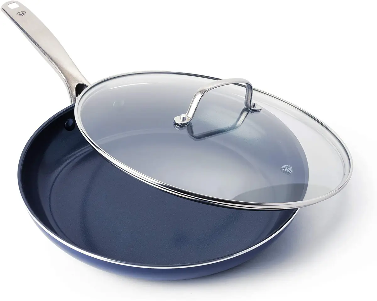 Blue Diamond Cookware Ceramic Nonstick Frying Pan Skillet with Lid