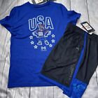 Under Armour Youth Boys Blue USA Eagle Set Outfit NEW