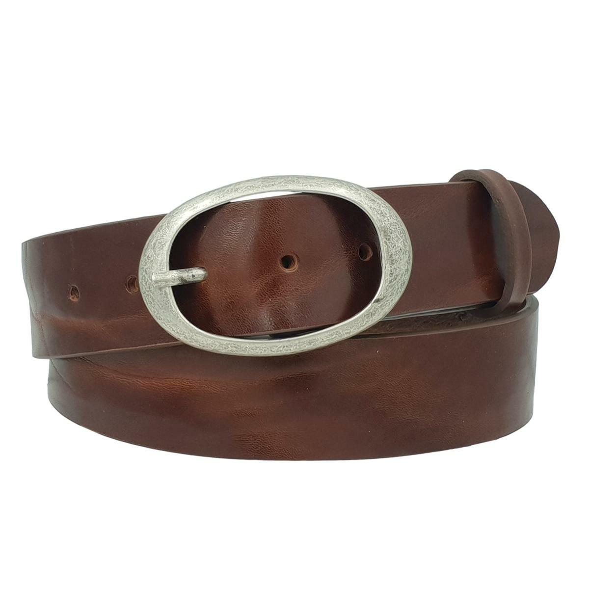 Cintura in vero cuoio di Toro Plissettato 4 cm con fibbia intera Ovale