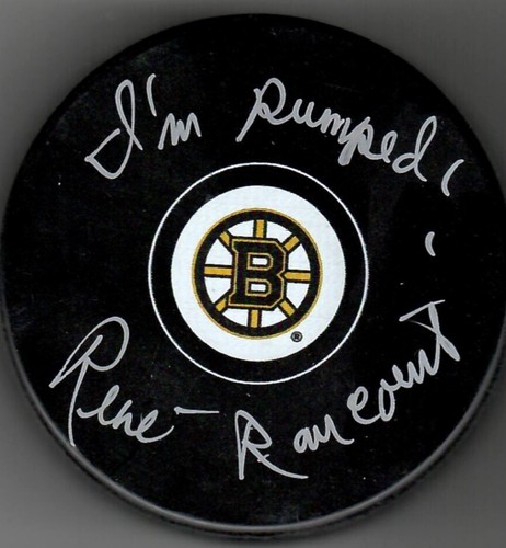 Boston Bruins Rene Rancourt Autographed Puck W/COA