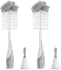 Munchkin Sponge Bottle Brush, Grey, 2 Count Pack of 1 Soft rubber nipple brush