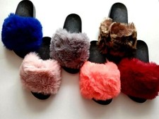 Women's, Sandal, Faux Fur, Slipper Open Toe "Pick your Size  Color".