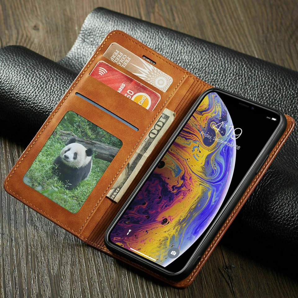 Leather Case For iPhone 17 16 15 14 13 12 11 XS Max XS Flip Wallet Stand Cover - Image 3 of 4